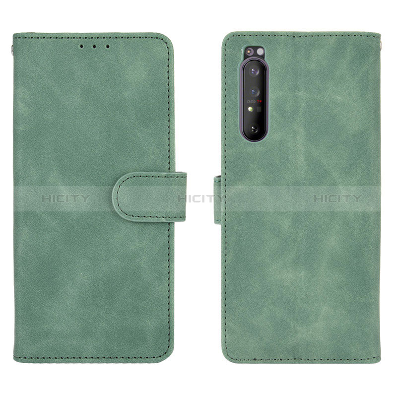 Coque Portefeuille Livre Cuir Etui Clapet L01Z pour Sony Xperia 1 II Vert Plus