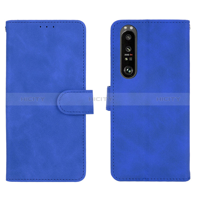 Coque Portefeuille Livre Cuir Etui Clapet L01Z pour Sony Xperia 1 III Bleu Plus