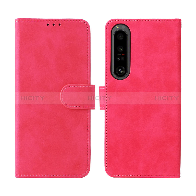 Coque Portefeuille Livre Cuir Etui Clapet L01Z pour Sony Xperia 1 IV Rose Rouge Plus