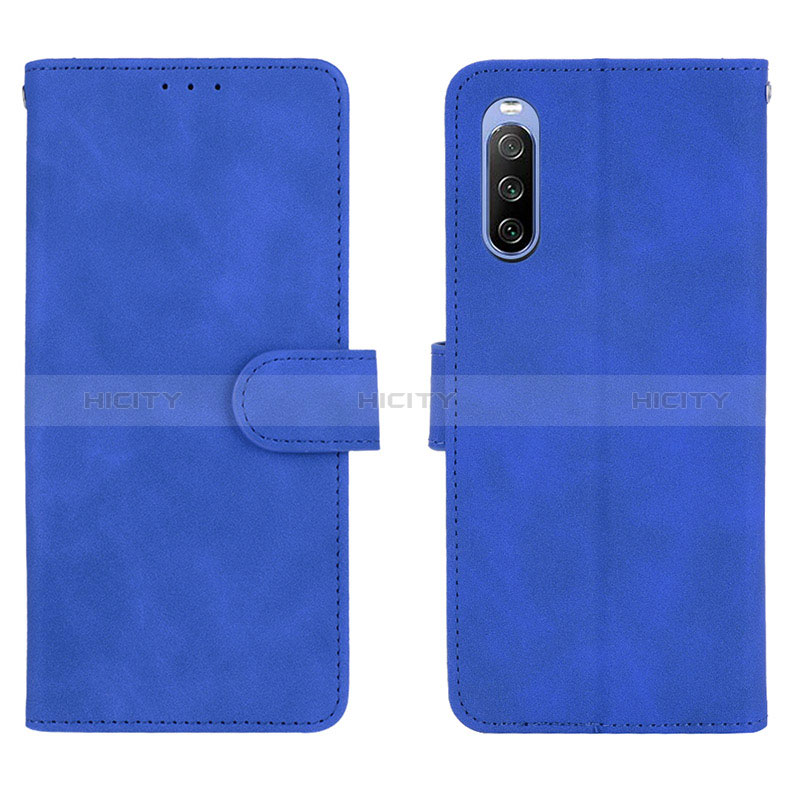 Coque Portefeuille Livre Cuir Etui Clapet L01Z pour Sony Xperia 10 III Lite Bleu Plus