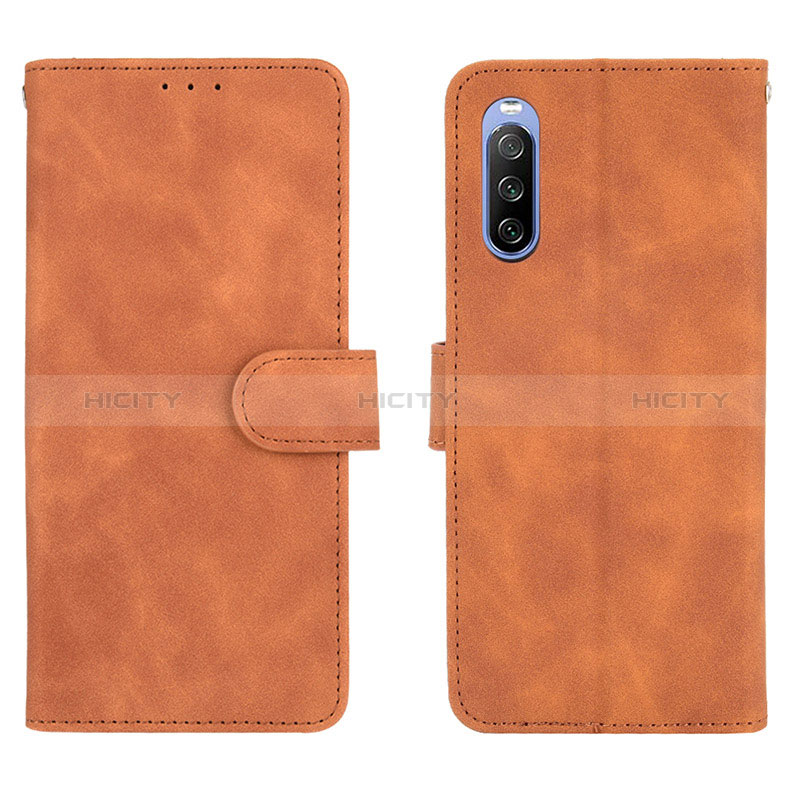 Coque Portefeuille Livre Cuir Etui Clapet L01Z pour Sony Xperia 10 III Lite Marron Plus