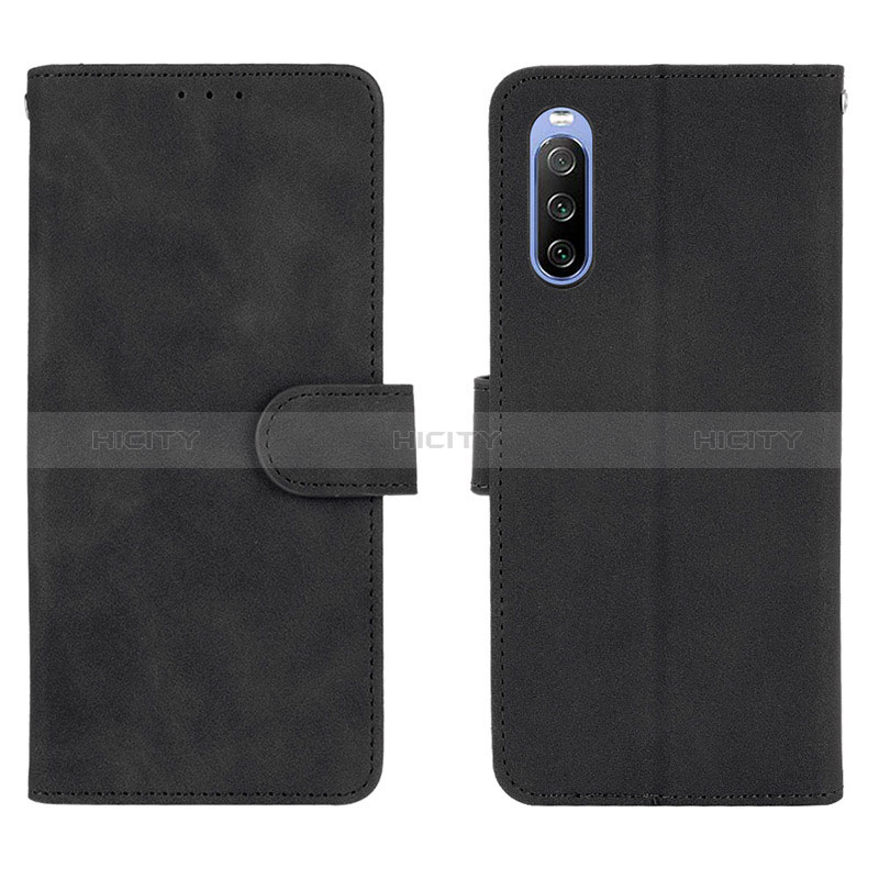 Coque Portefeuille Livre Cuir Etui Clapet L01Z pour Sony Xperia 10 III Lite Noir Plus