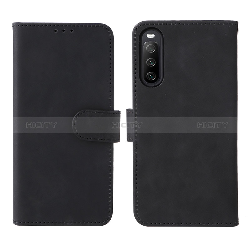 Coque Portefeuille Livre Cuir Etui Clapet L01Z pour Sony Xperia 10 IV Noir Plus