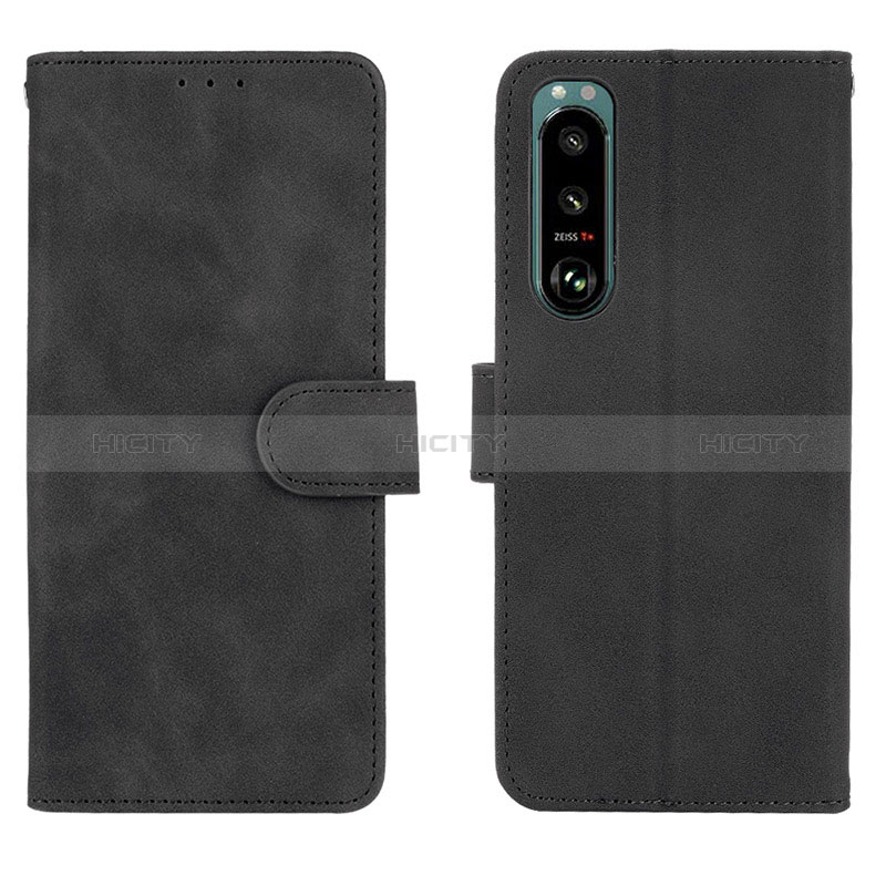 Coque Portefeuille Livre Cuir Etui Clapet L01Z pour Sony Xperia 5 III Noir Plus