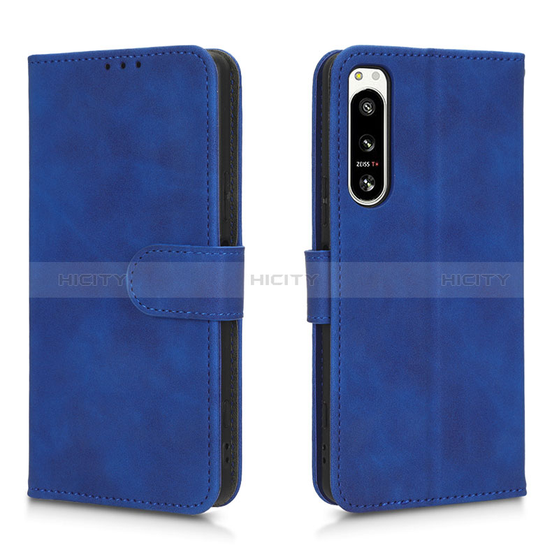 Coque Portefeuille Livre Cuir Etui Clapet L01Z pour Sony Xperia 5 IV Bleu Plus