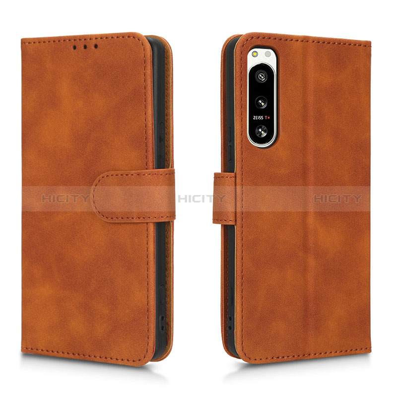 Coque Portefeuille Livre Cuir Etui Clapet L01Z pour Sony Xperia 5 IV Marron Plus