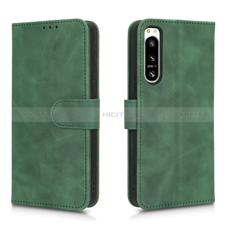 Coque Portefeuille Livre Cuir Etui Clapet L01Z pour Sony Xperia 5 IV Vert Plus