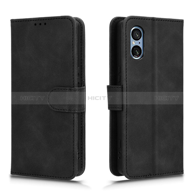 Coque Portefeuille Livre Cuir Etui Clapet L01Z pour Sony Xperia 5 V Noir Plus