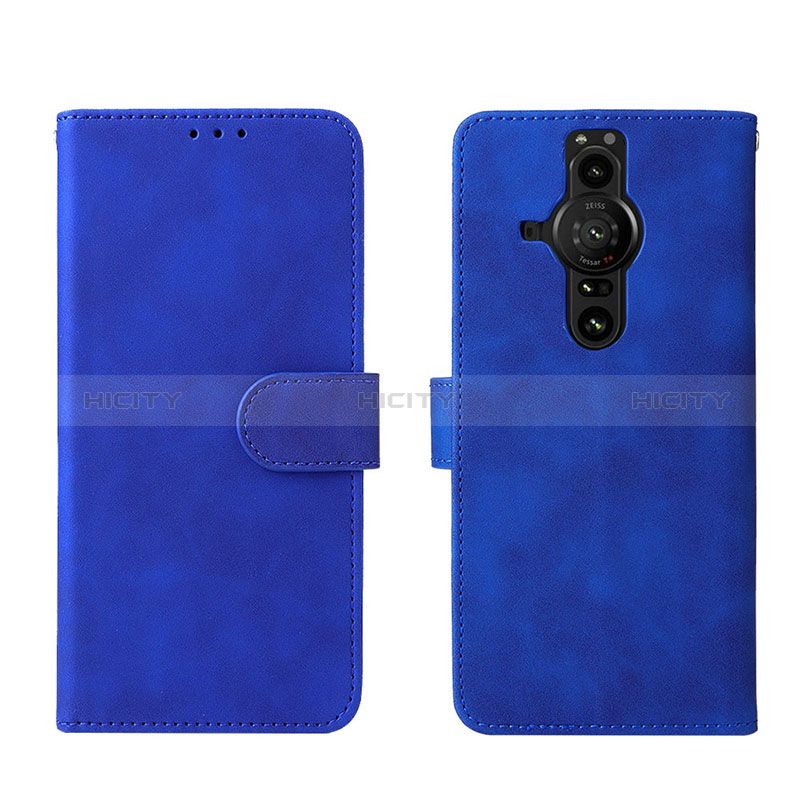 Coque Portefeuille Livre Cuir Etui Clapet L01Z pour Sony Xperia PRO-I Bleu Plus