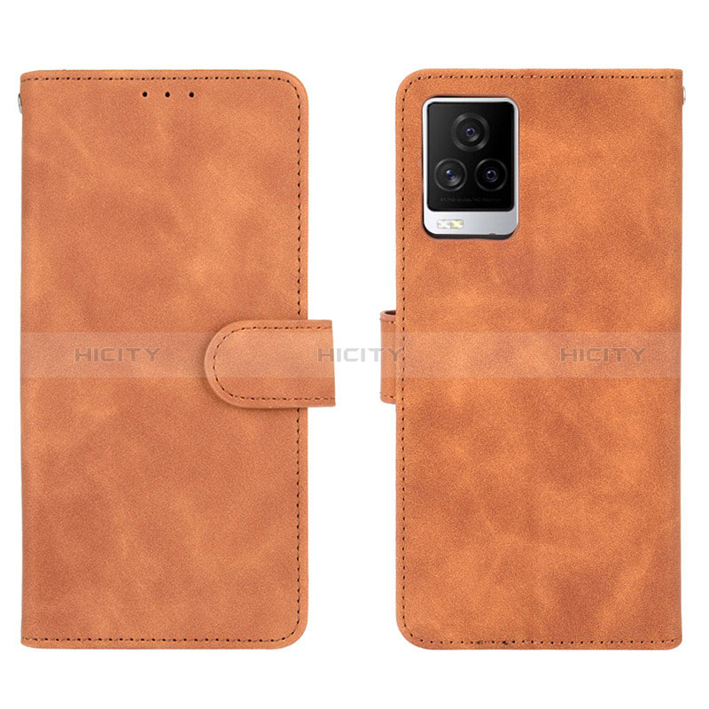 Coque Portefeuille Livre Cuir Etui Clapet L01Z pour Vivo iQOO 7 5G Marron Plus