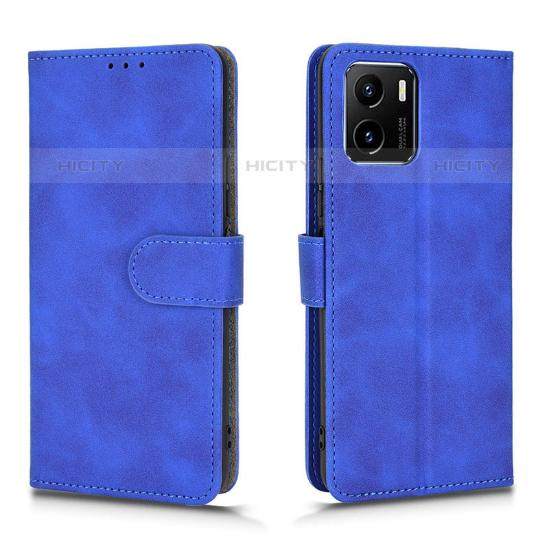 Coque Portefeuille Livre Cuir Etui Clapet L01Z pour Vivo iQOO U5x Bleu Plus