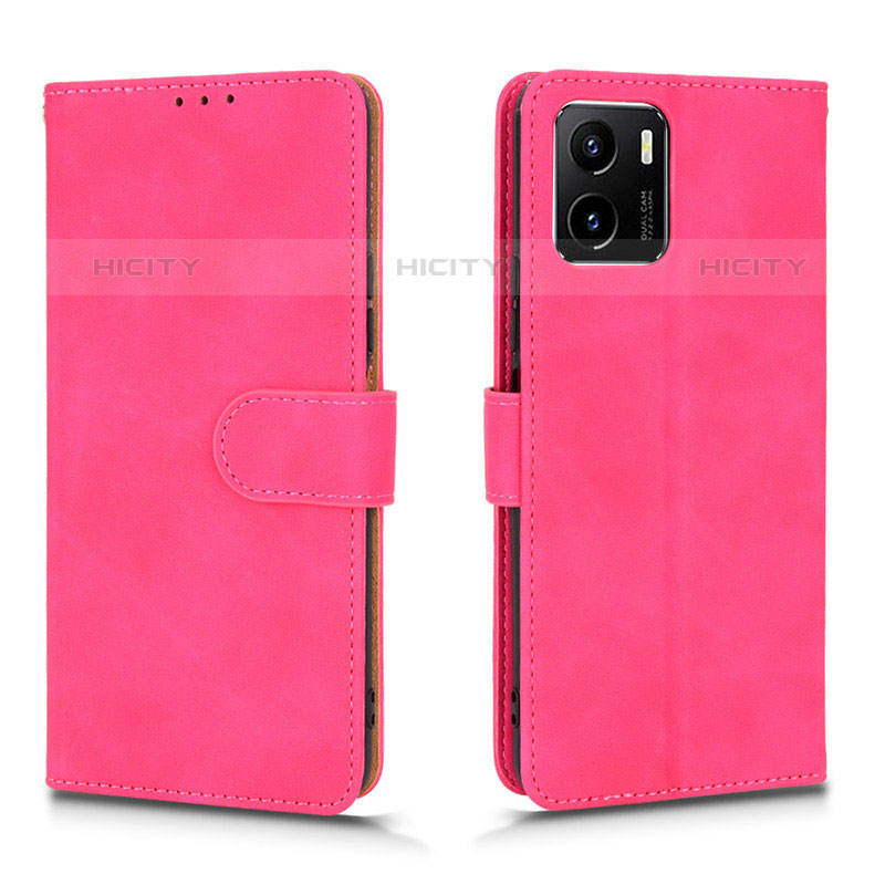 Coque Portefeuille Livre Cuir Etui Clapet L01Z pour Vivo iQOO U5x Rose Rouge Plus