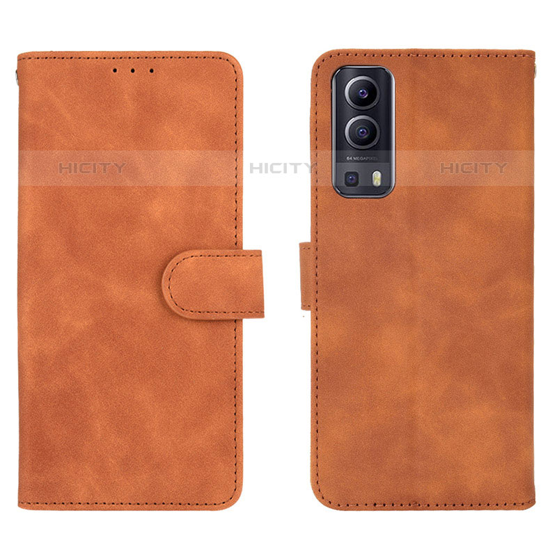 Coque Portefeuille Livre Cuir Etui Clapet L01Z pour Vivo iQOO Z3 5G Marron Plus