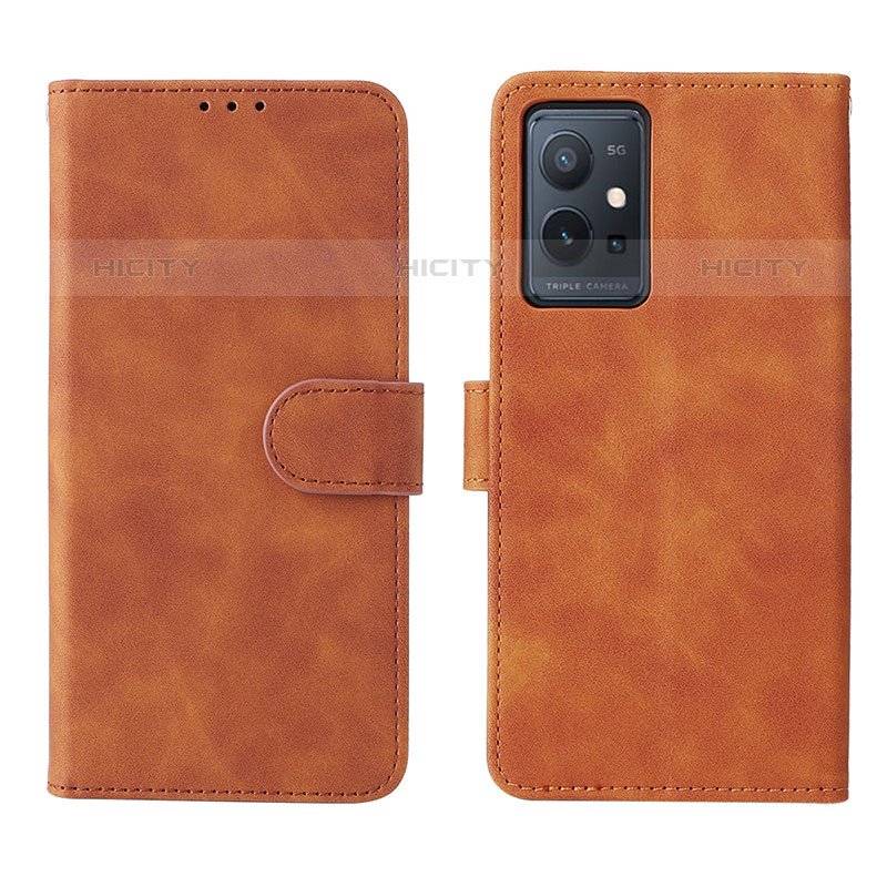 Coque Portefeuille Livre Cuir Etui Clapet L01Z pour Vivo T1 5G India Marron Plus