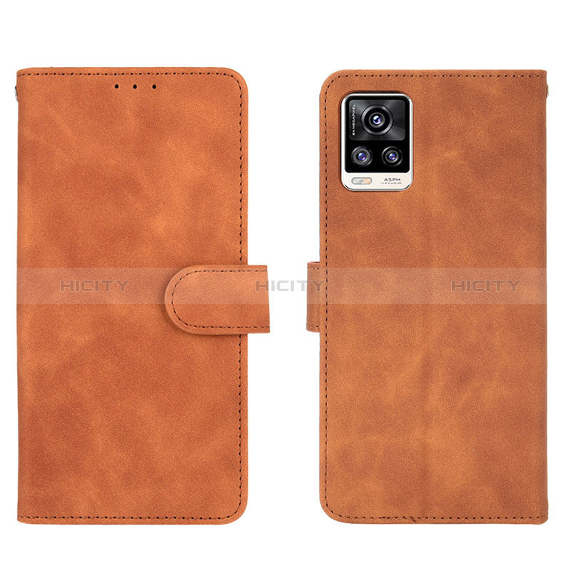 Coque Portefeuille Livre Cuir Etui Clapet L01Z pour Vivo V20 Marron Plus