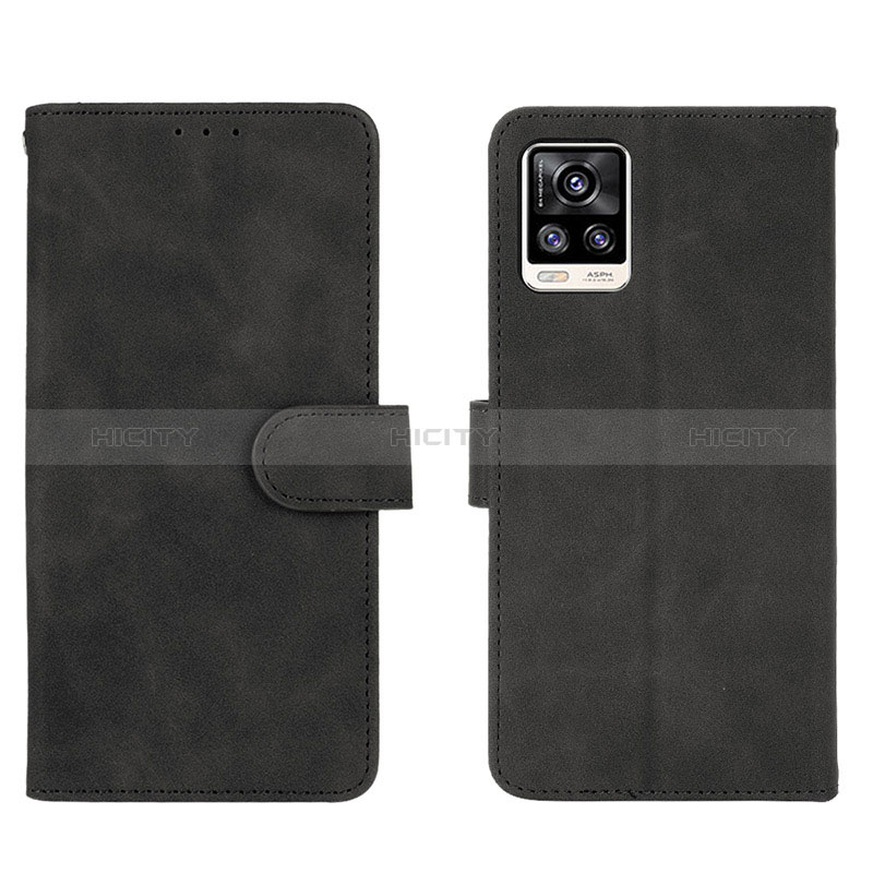 Coque Portefeuille Livre Cuir Etui Clapet L01Z pour Vivo V20 Noir Plus