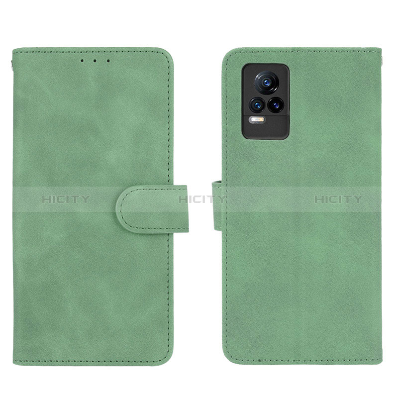 Coque Portefeuille Livre Cuir Etui Clapet L01Z pour Vivo V21e 4G Vert Plus