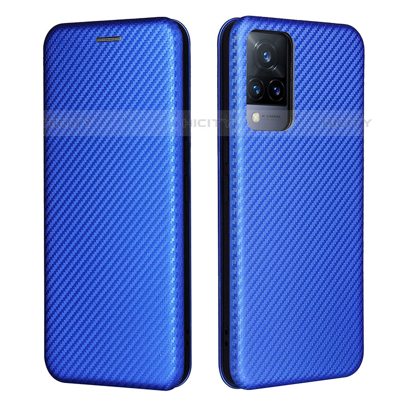 Coque Portefeuille Livre Cuir Etui Clapet L01Z pour Vivo V21s 5G Bleu Plus