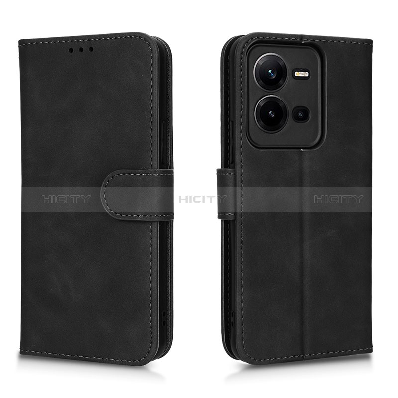 Coque Portefeuille Livre Cuir Etui Clapet L01Z pour Vivo V25 5G Noir Plus