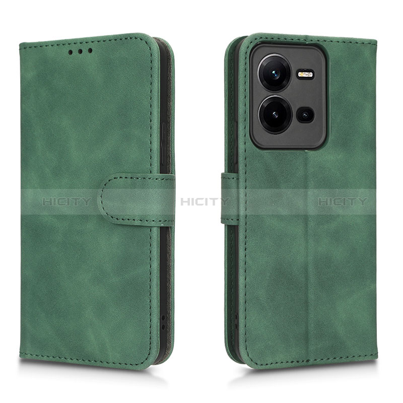 Coque Portefeuille Livre Cuir Etui Clapet L01Z pour Vivo V25 5G Vert Plus