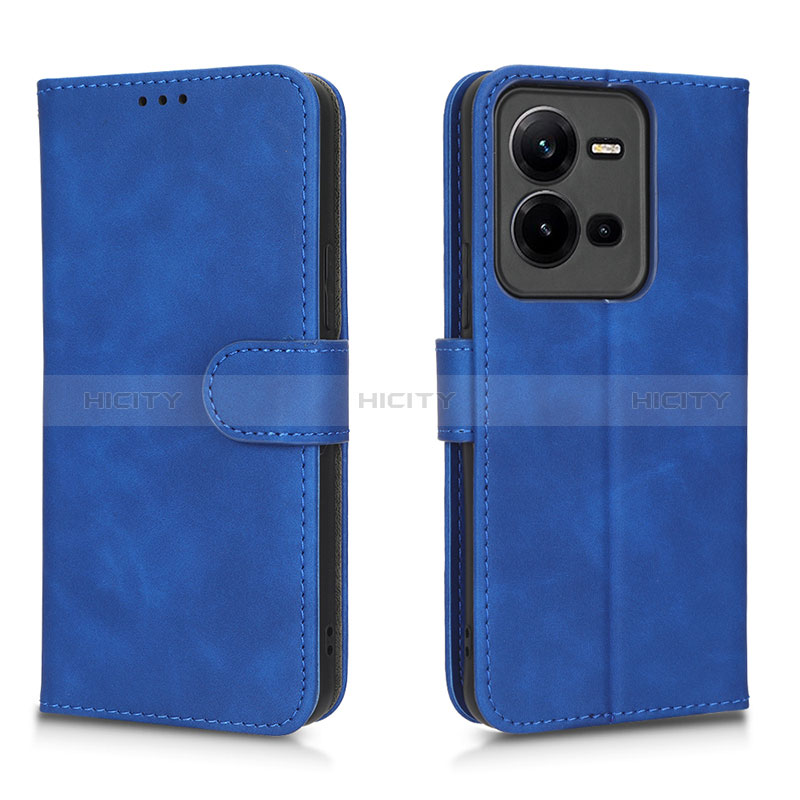 Coque Portefeuille Livre Cuir Etui Clapet L01Z pour Vivo V25e Bleu Plus