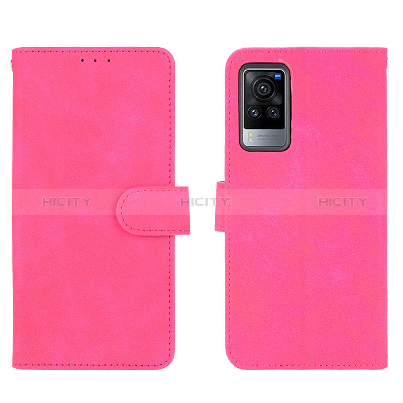 Coque Portefeuille Livre Cuir Etui Clapet L01Z pour Vivo X60 Pro 5G Rose Rouge Plus