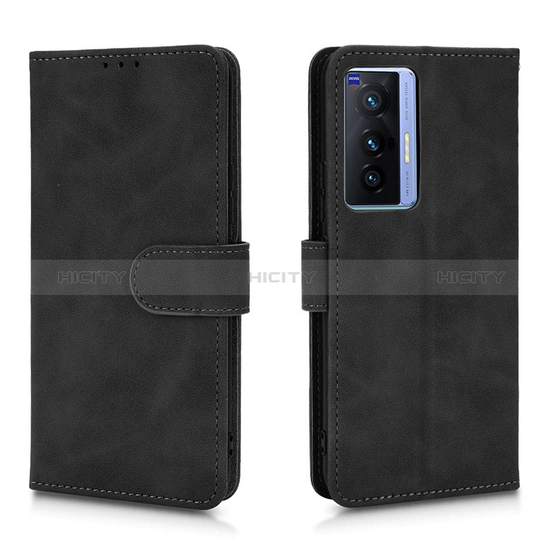 Coque Portefeuille Livre Cuir Etui Clapet L01Z pour Vivo X70 5G Noir Plus