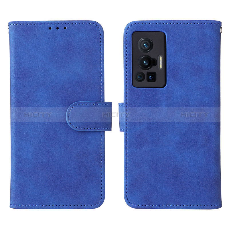 Coque Portefeuille Livre Cuir Etui Clapet L01Z pour Vivo X70 Pro 5G Bleu Plus