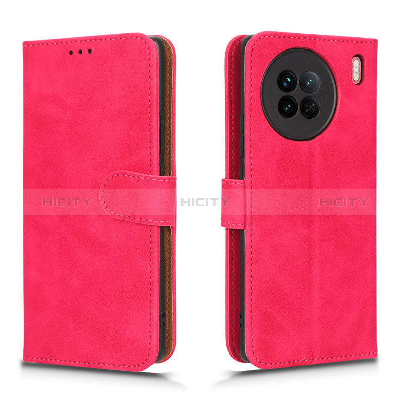 Coque Portefeuille Livre Cuir Etui Clapet L01Z pour Vivo X90 5G Rose Rouge Plus