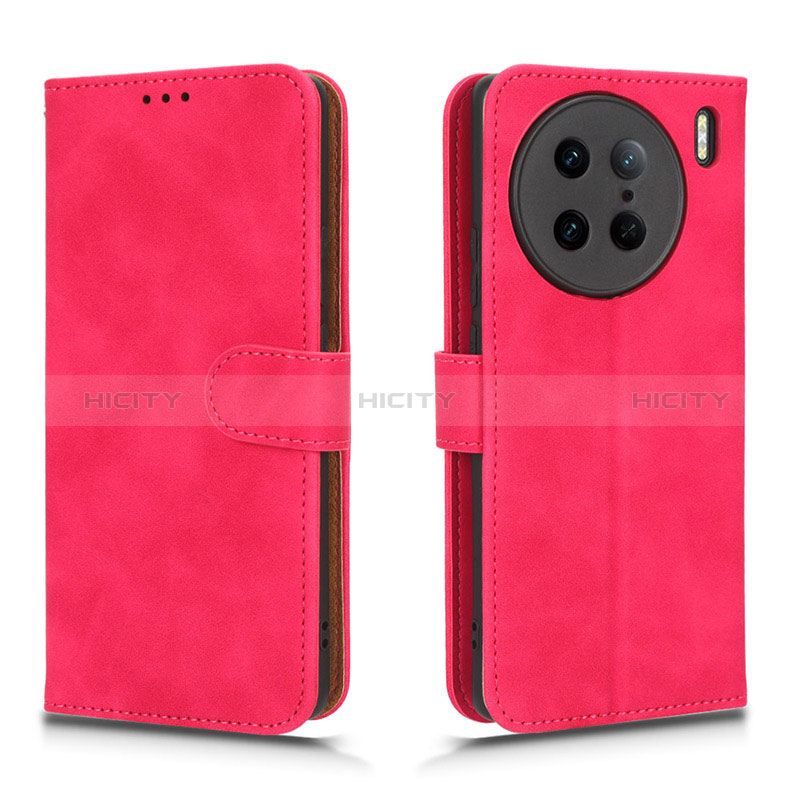 Coque Portefeuille Livre Cuir Etui Clapet L01Z pour Vivo X90 Pro 5G Rose Rouge Plus