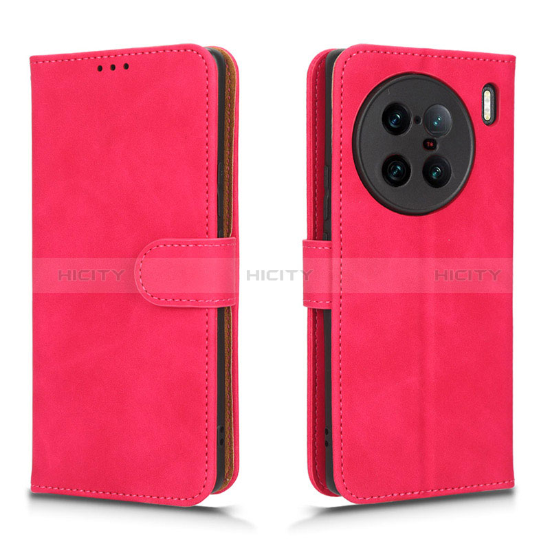 Coque Portefeuille Livre Cuir Etui Clapet L01Z pour Vivo X90 Pro+ Plus 5G Rose Rouge Plus