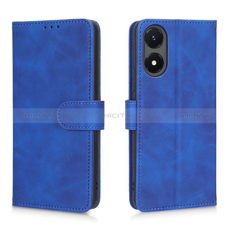 Coque Portefeuille Livre Cuir Etui Clapet L01Z pour Vivo Y02S Bleu Plus