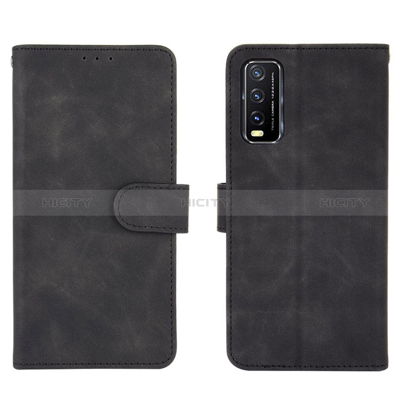 Coque Portefeuille Livre Cuir Etui Clapet L01Z pour Vivo Y11s Noir Plus