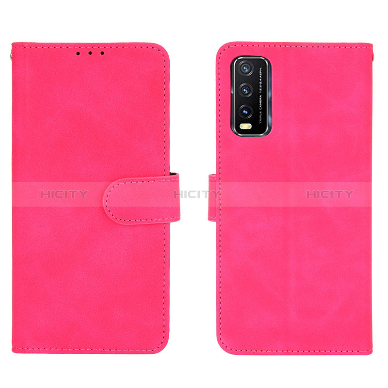 Coque Portefeuille Livre Cuir Etui Clapet L01Z pour Vivo Y11s Rose Rouge Plus