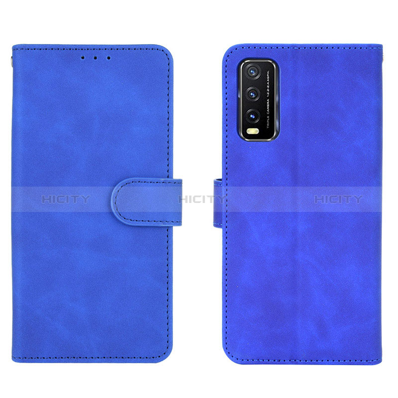 Coque Portefeuille Livre Cuir Etui Clapet L01Z pour Vivo Y12A Bleu Plus