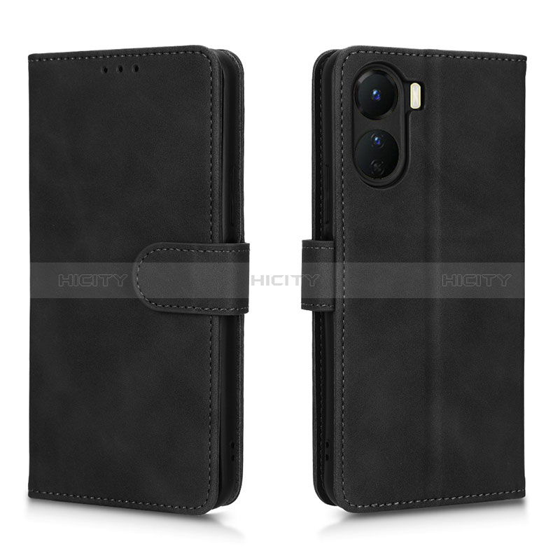 Coque Portefeuille Livre Cuir Etui Clapet L01Z pour Vivo Y16 Noir Plus