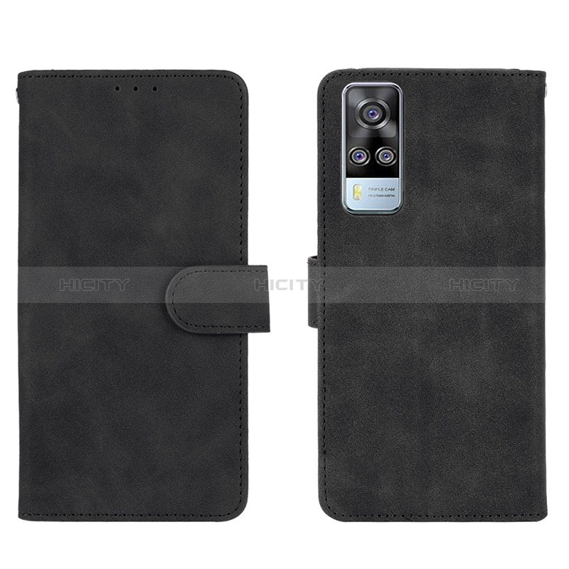 Coque Portefeuille Livre Cuir Etui Clapet L01Z pour Vivo Y31 (2021) Noir Plus