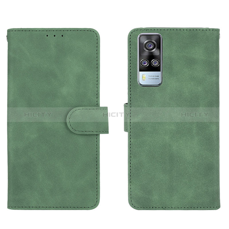 Coque Portefeuille Livre Cuir Etui Clapet L01Z pour Vivo Y31 (2021) Vert Plus