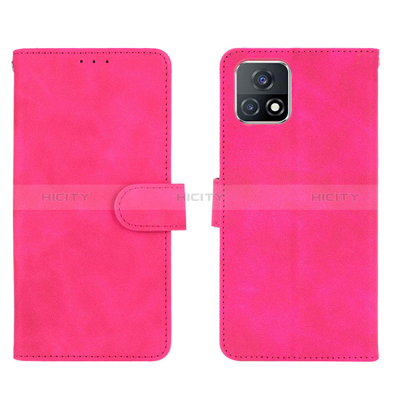 Coque Portefeuille Livre Cuir Etui Clapet L01Z pour Vivo Y31s 5G Rose Rouge Plus