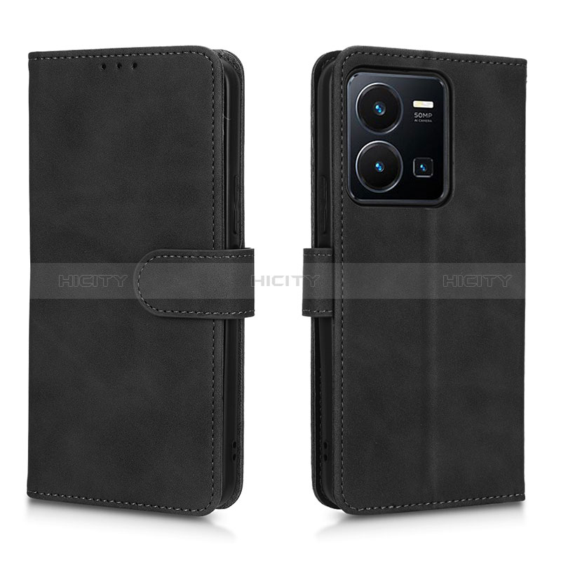 Coque Portefeuille Livre Cuir Etui Clapet L01Z pour Vivo Y35 4G Noir Plus