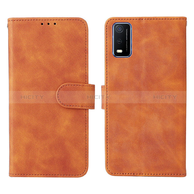 Coque Portefeuille Livre Cuir Etui Clapet L01Z pour Vivo Y3s (2021) Marron Plus