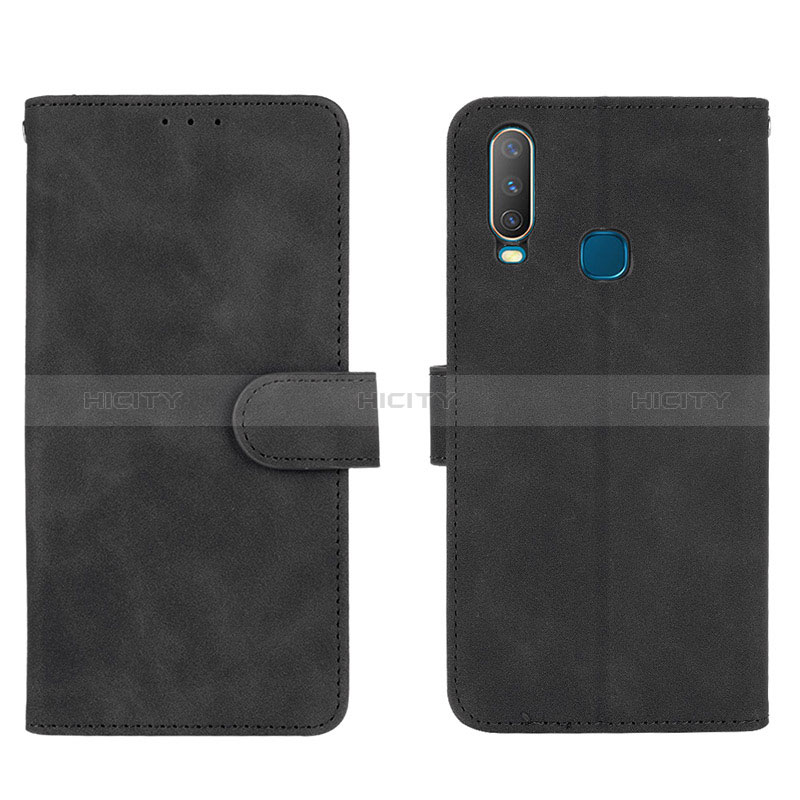 Coque Portefeuille Livre Cuir Etui Clapet L01Z pour Vivo Y3s Noir Plus