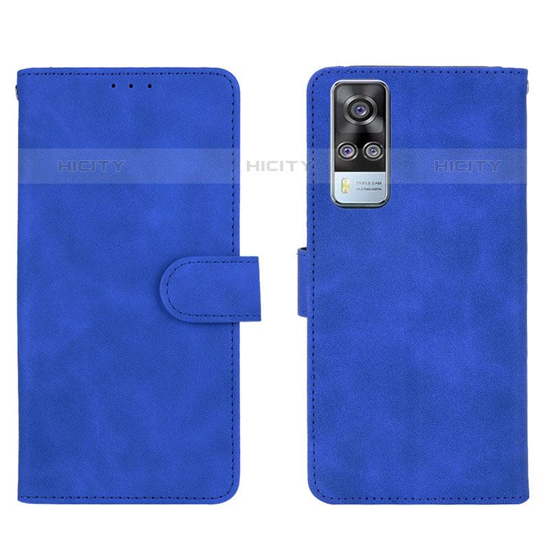 Coque Portefeuille Livre Cuir Etui Clapet L01Z pour Vivo Y51A Bleu Plus