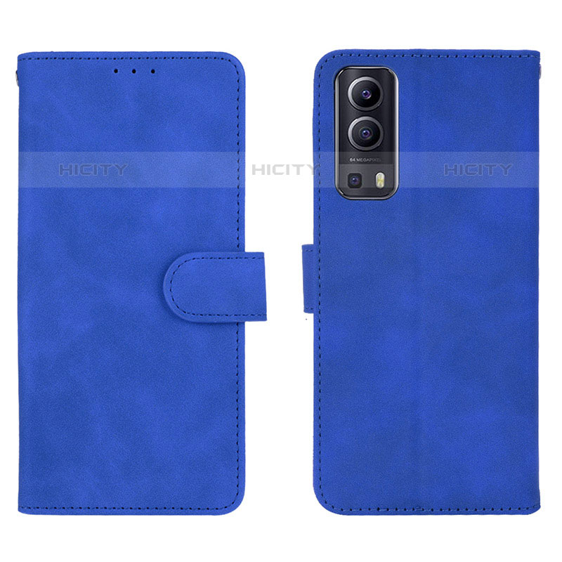 Coque Portefeuille Livre Cuir Etui Clapet L01Z pour Vivo Y52 5G Bleu Plus