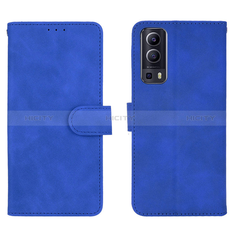 Coque Portefeuille Livre Cuir Etui Clapet L01Z pour Vivo Y72 5G Bleu Plus