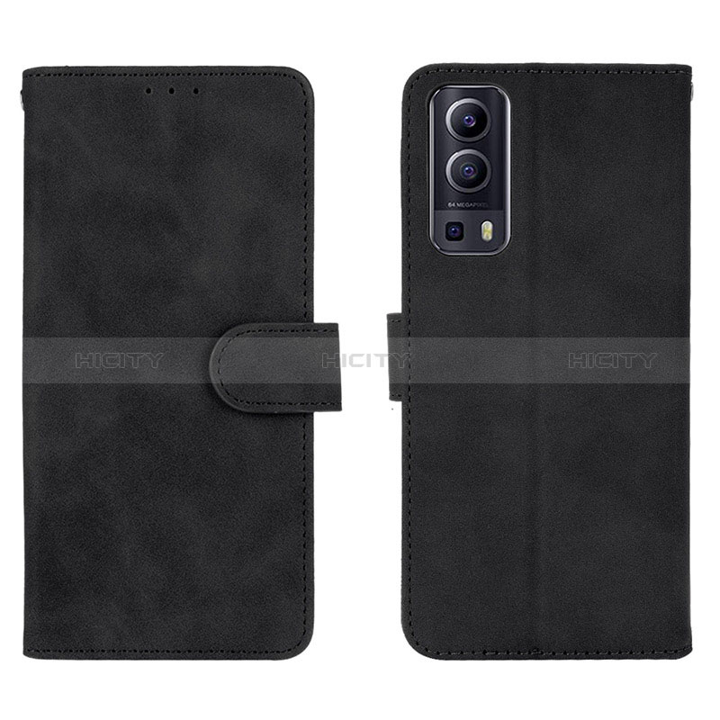 Coque Portefeuille Livre Cuir Etui Clapet L01Z pour Vivo Y72 5G Noir Plus