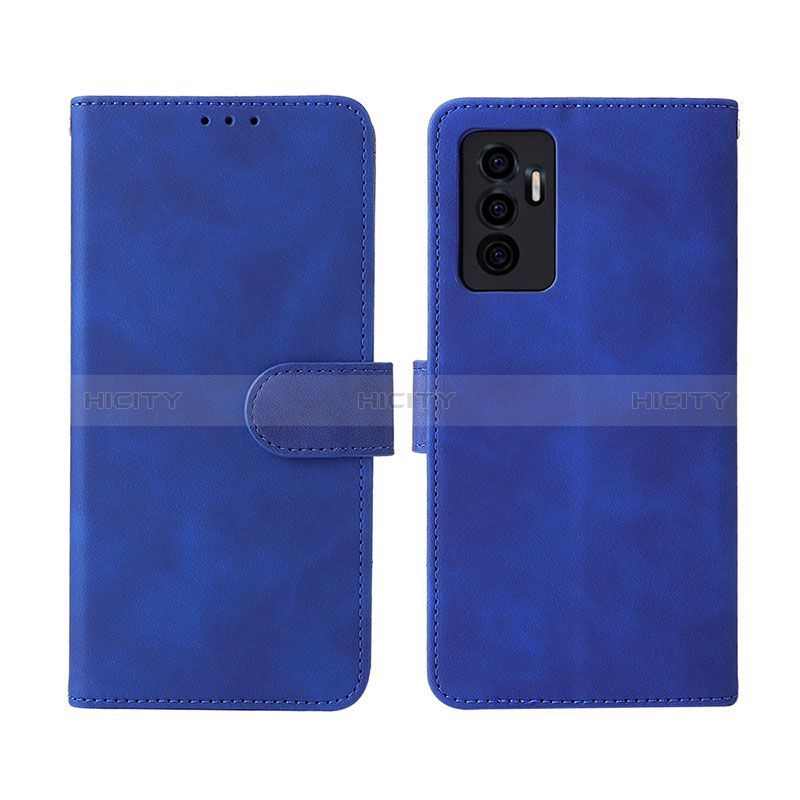 Coque Portefeuille Livre Cuir Etui Clapet L01Z pour Vivo Y75 4G Bleu Plus