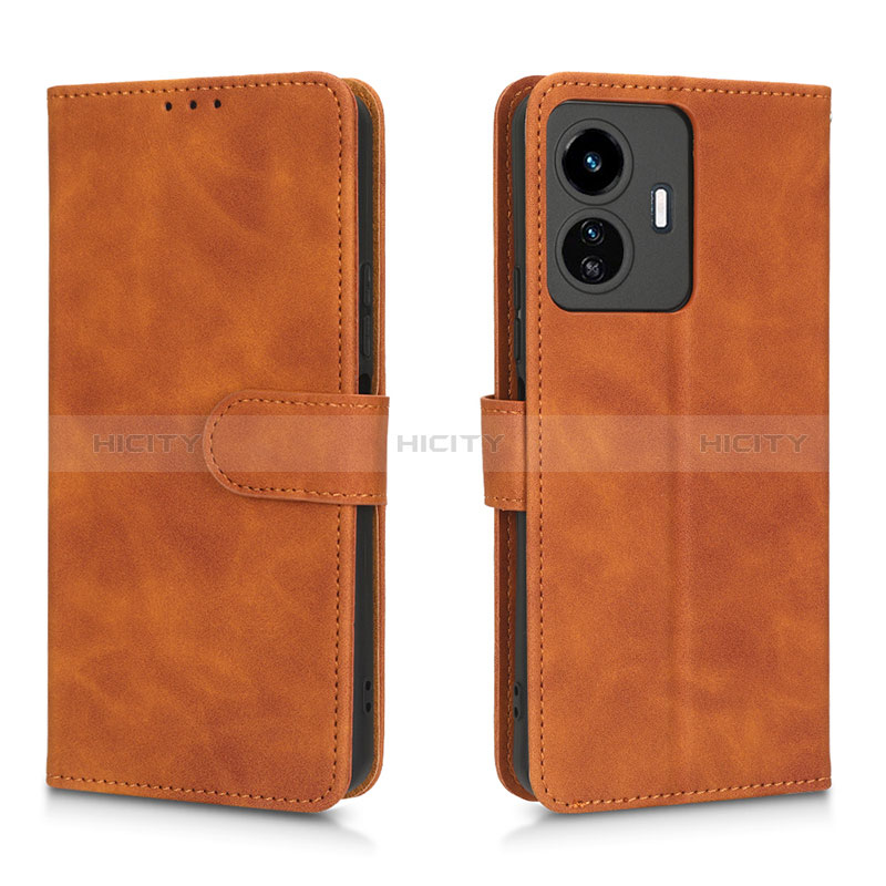 Coque Portefeuille Livre Cuir Etui Clapet L01Z pour Vivo Y77 5G Marron Plus