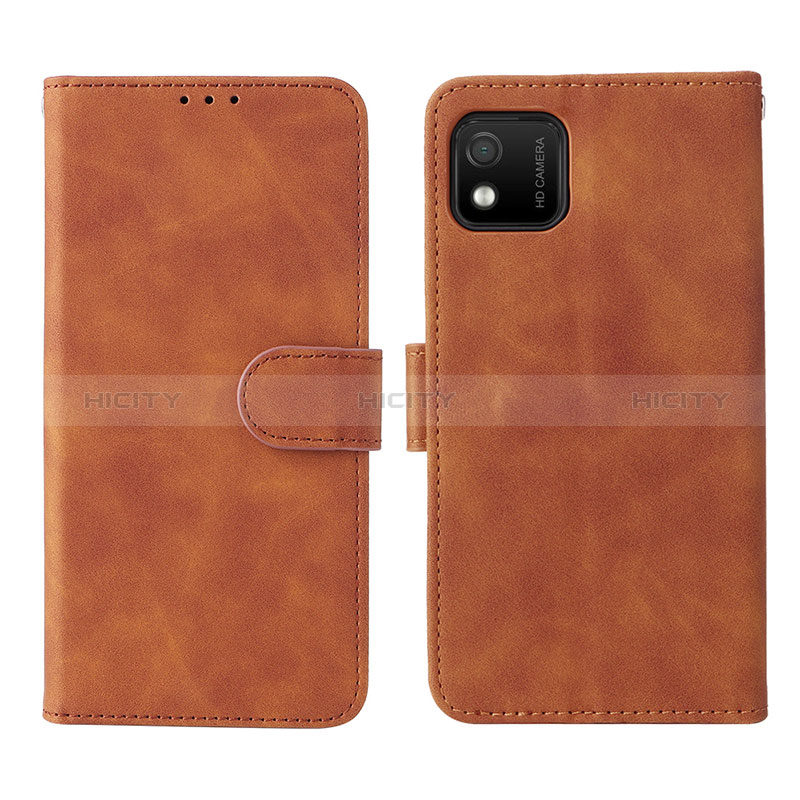 Coque Portefeuille Livre Cuir Etui Clapet L01Z pour Wiko Y52 Marron Plus