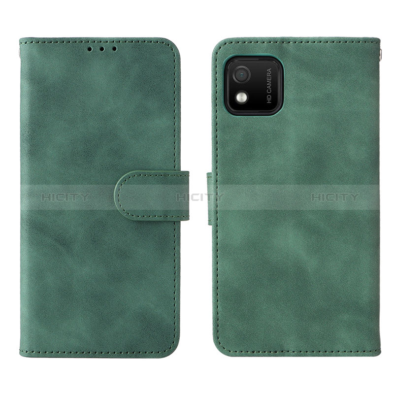 Coque Portefeuille Livre Cuir Etui Clapet L01Z pour Wiko Y52 Vert Plus